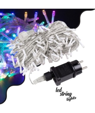 85838 Διακοσμητική Γιρλάντα 23 Μέτρα με Controller 8 Προγραμμάτων Εναλλαγών Φωτισμού - Επεκτεινόμενη 200 LED 3.6W AC 230V με Διάφανο Καλώδιο & Πρίζα Schuko Αδιάβροχη IP44 RGB Μ23m